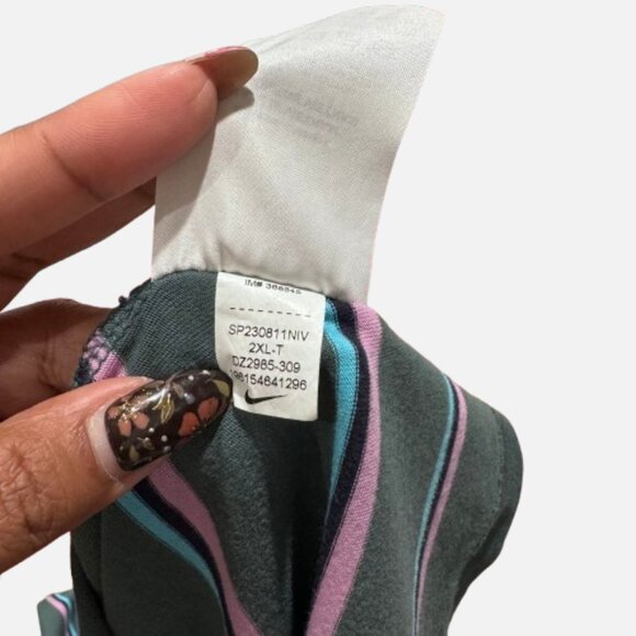 Nike Sportswear Club Spruce Stripe Green Blue Pink T-Shirt Men’s 2XL - Tall - Picture 9 of 11